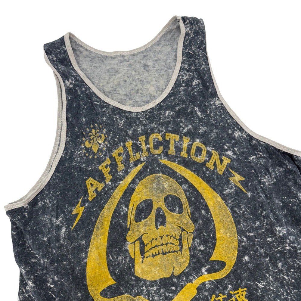 Affliction Reversible Mens Tank Top Skull Grim Reaper‎ Black Grey Size Small Y2K